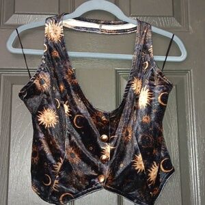 Cosmic Aura Gold Celestial Girls Halter Vest.